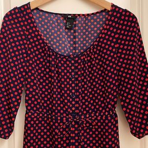 H&M Blue & Red Polka Dot Dress